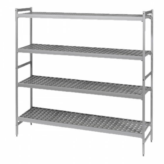 4-level modular shelving system with shelf inserts - large model