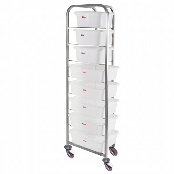 8-rack stainless steel trolley