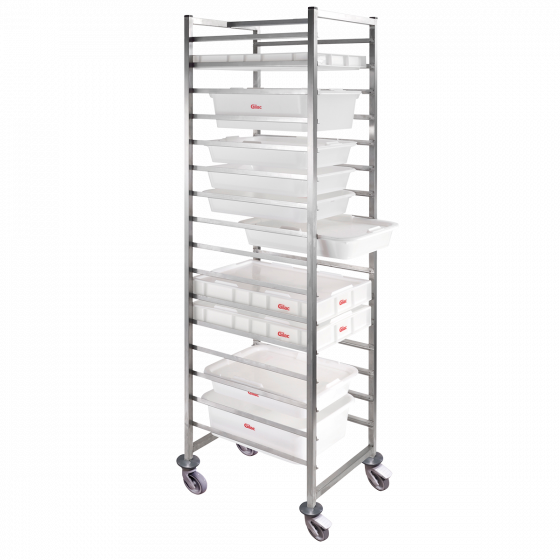 16-rack stainless steel trolley