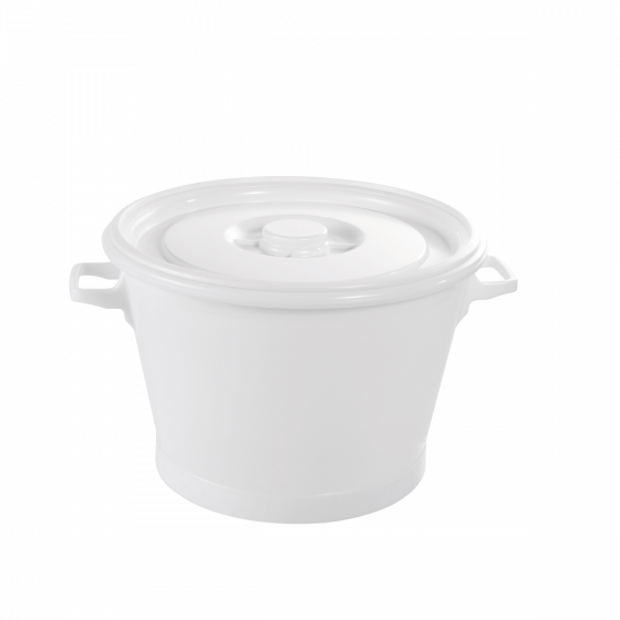 Couvercle pour conteneur rond à poignées noires 50 L et baquet 35 L - blanc