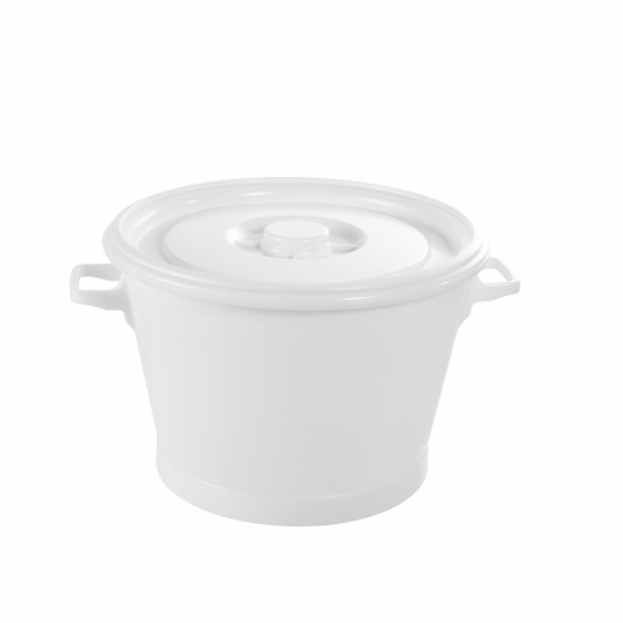 Lid for 50 L food contact container with black handles and 35 L small tub - white
