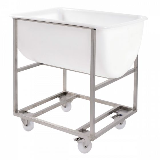 Chariot pour bac grand volume semi-cylindrique - inox