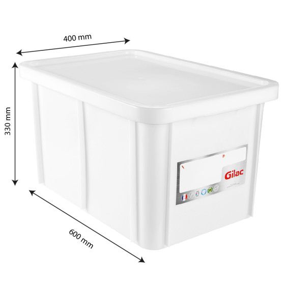 Bac renforcé HACCP 600 x 400 + couvercle