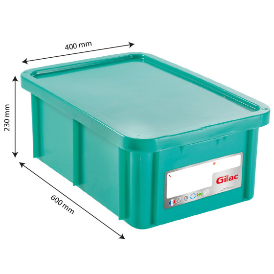 Bac renforcé HACCP 600 x 400 + couvercle