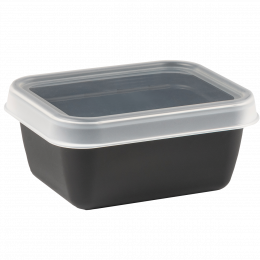 Rectangular black airtight box + clear lid - pack of 10