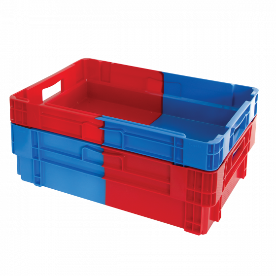 Two-tone nestable stackable solid crate