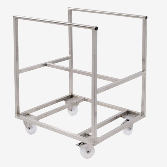 Chariot pour bac grand volume semi-cylindrique - inox