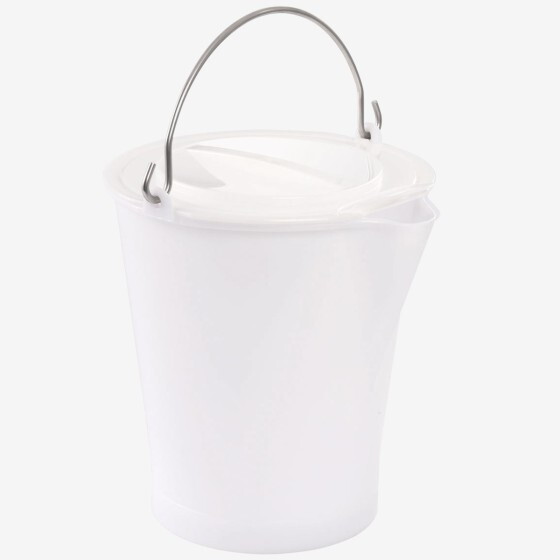 Round bucket with pouring spout + stainless steel handle