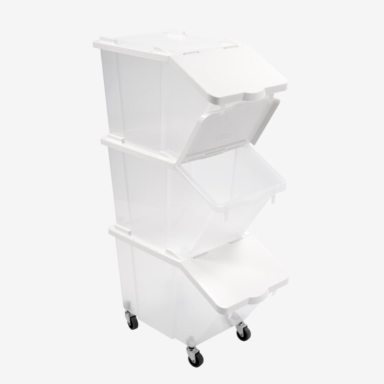 Bac à ingrédients 30 L + couvercle - 4 roues - lot de 3