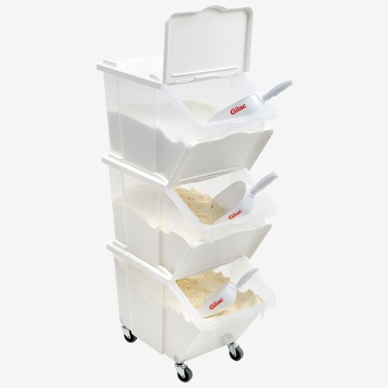 Bac à ingrédients 30 L + couvercle - 4 roues - lot de 3