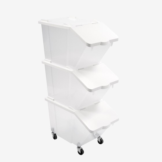 Bac à ingrédients 30 L + couvercle - 4 roues - lot de 3