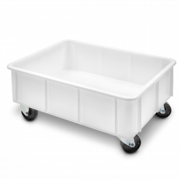Reinforced large volume stacking container - 4 wheels