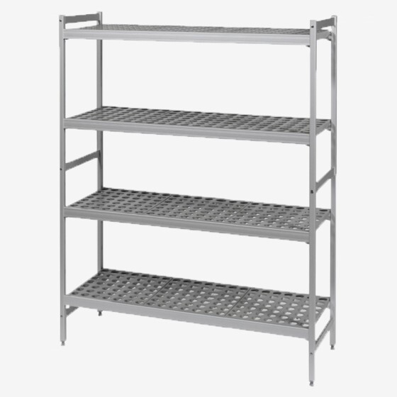 4-level modular shelving system with shelf inserts - medium model
