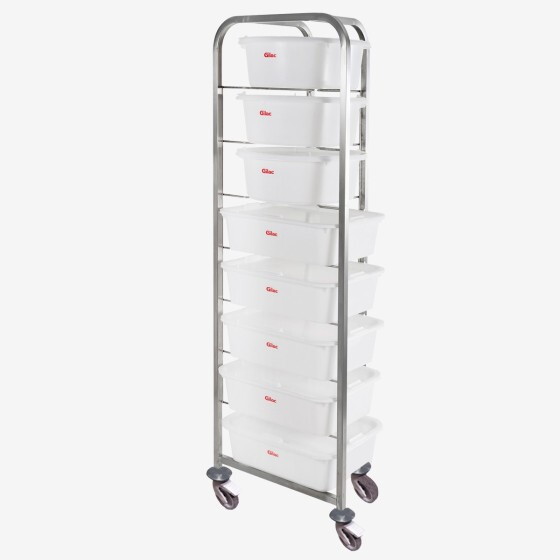 8-rack stainless steel trolley
