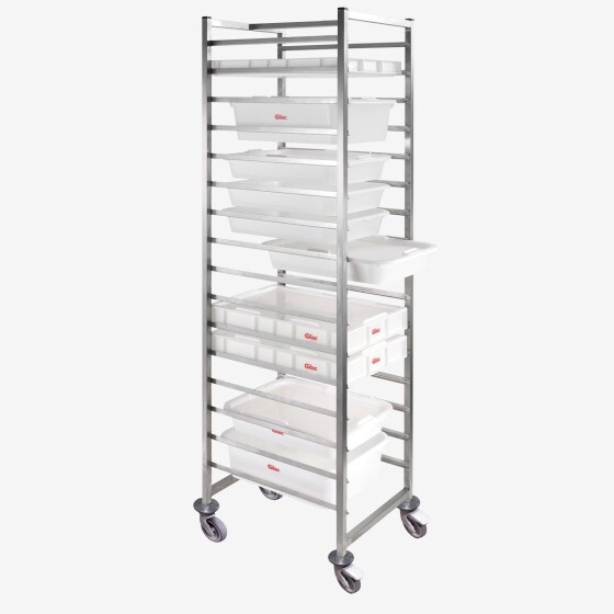16-rack stainless steel trolley