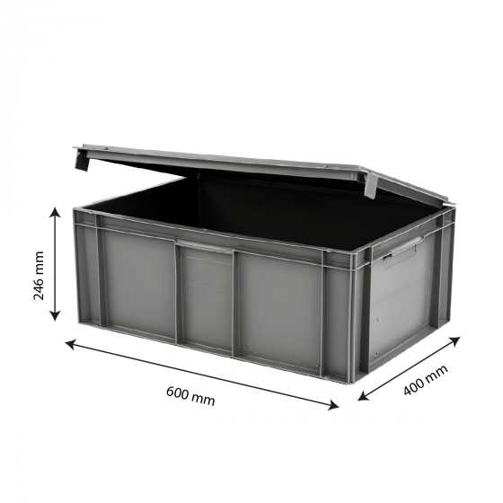 Solid container + attached lid - 600 x 400