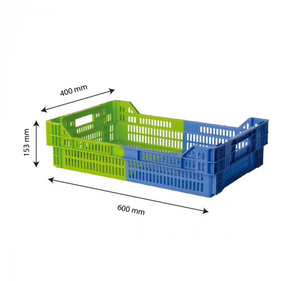 Caisse ajourée empilable emboîtable bicolore 600 x 400