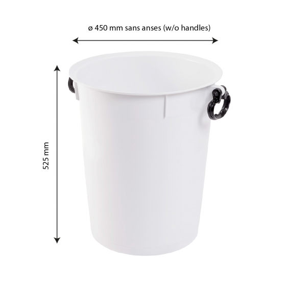 Round dustbin with black handles