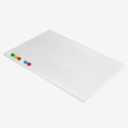 Planche à découper 600 x 400 avec 6 pastilles de couleurs HACCP - blanche