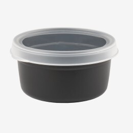 Round black airtight box + clear lid - pack of 10