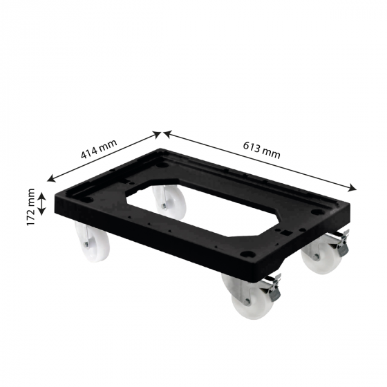 4 pivoting wheel dolly - steel wheel housing + 2 brakes