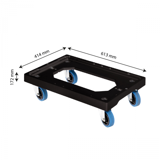 Socle rouleur 4 roues silence pivotantes - chape acier