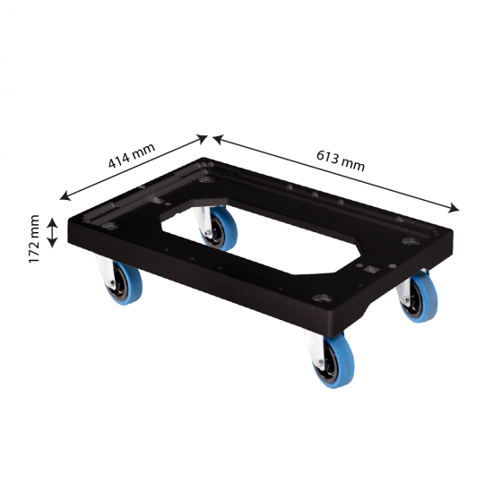 4 silent pivoting wheel dolly - stainless steel wheel housing