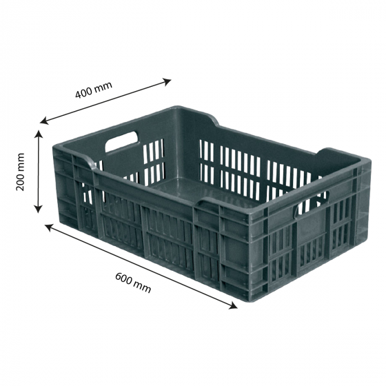 Perforated crate with solid bottom - 600 x 400