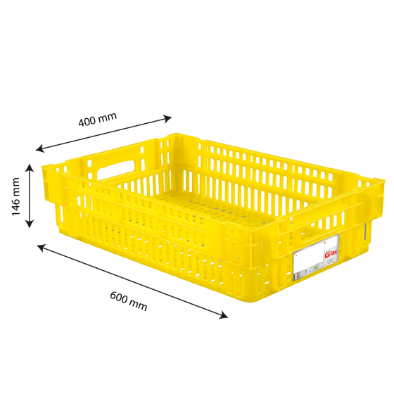 HACCP nesting stacking perforated crate - 600 x 400