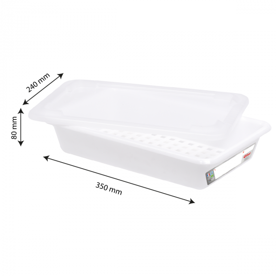 Bac plat HACCP avec grille + couvercle