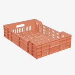 Caisse ajourée avec poignées empilable 600 X 400 25 L - terracotta