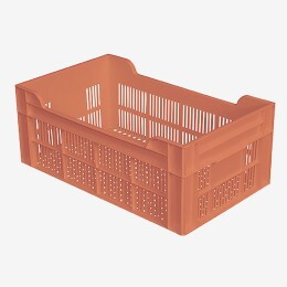 Caisse ajourée sans poignée empilable 500 X 300 20 L - terracotta