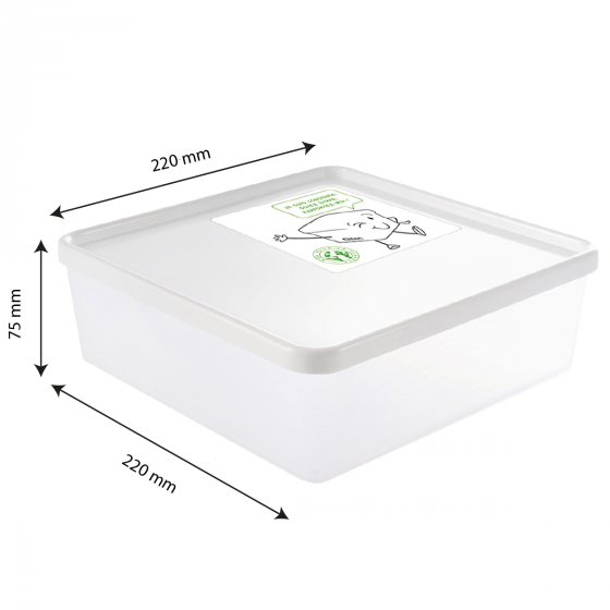 Airtight box 2.5 L + white lid - pack of 6