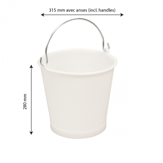 Round bucket with stainless steel handle