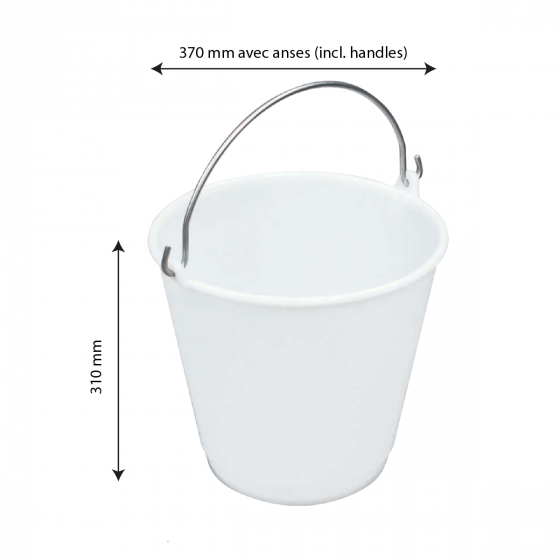 Graduated round bucket with stainless steel handle