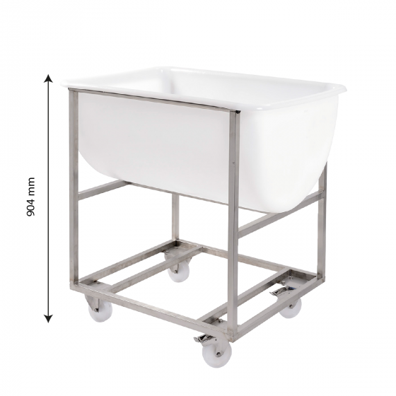 Chariot pour bac grand volume semi-cylindrique - inox