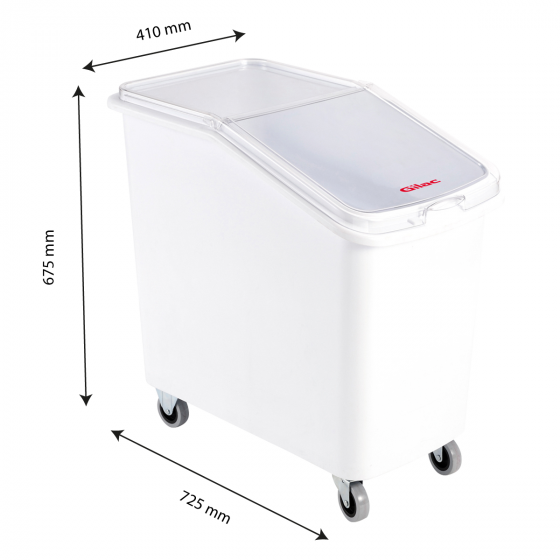 100 L ingredients container + lid - stainless steel wheel housing