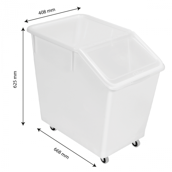 80 L ingredients container + 4 wheels + clear lid