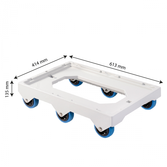 Silent 6-wheel dolly - stainless steel shaft