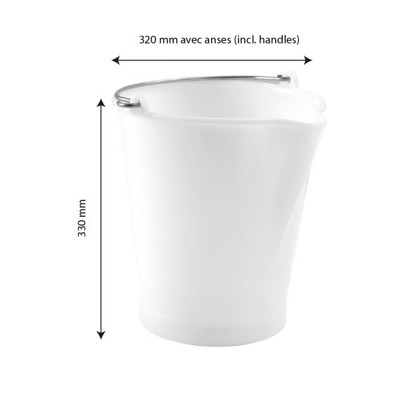 Round bucket with pouring spout + stainless steel handle