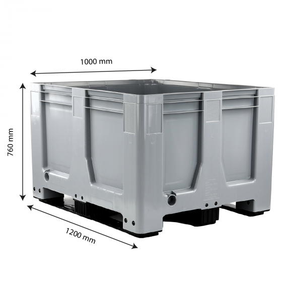 Pallet container with 3 runners - 1000 x 1200