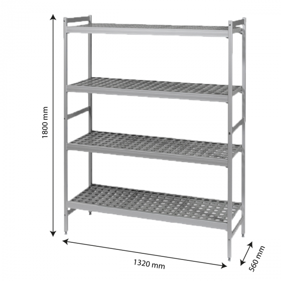 4-level modular shelving system with shelf inserts - medium model