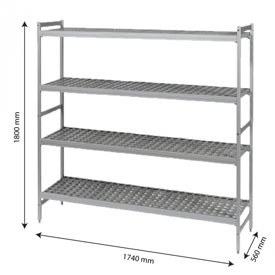 Rayonnage modulaire 4 niveaux - grand modèle