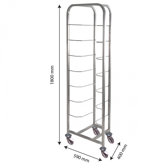 8-rack stainless steel trolley