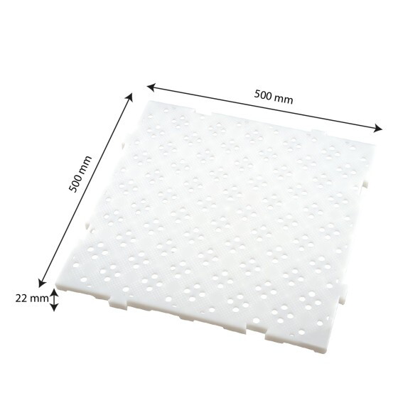 Lot de 4x caillebotis HACCP - 1m² - 500 x 500 épaisseur 22 mm - blanc