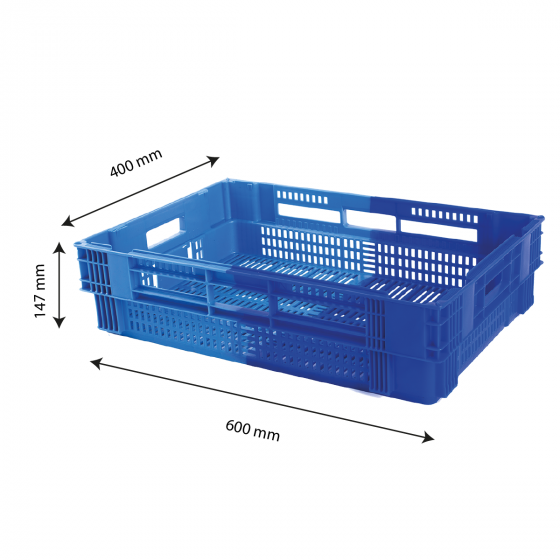 Two-tone nesting stacking perforated crate - 600 x 400