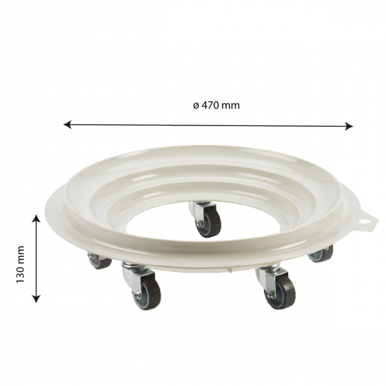 5-wheel round dolly - steel wheel housing