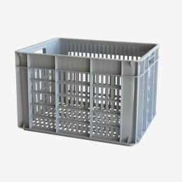 Caisse ajourée avec poignées GILAC empilable 500 x 400 x 330 mm - 48 L - gris
