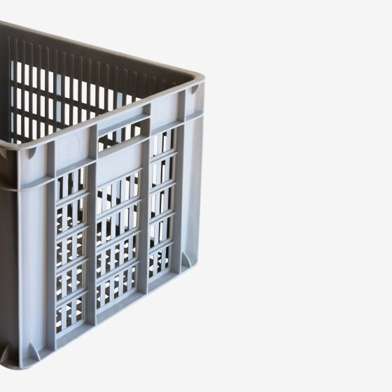 Stackable perforated crate with handles 500 x 400 x 330 mm - 48 L - grey