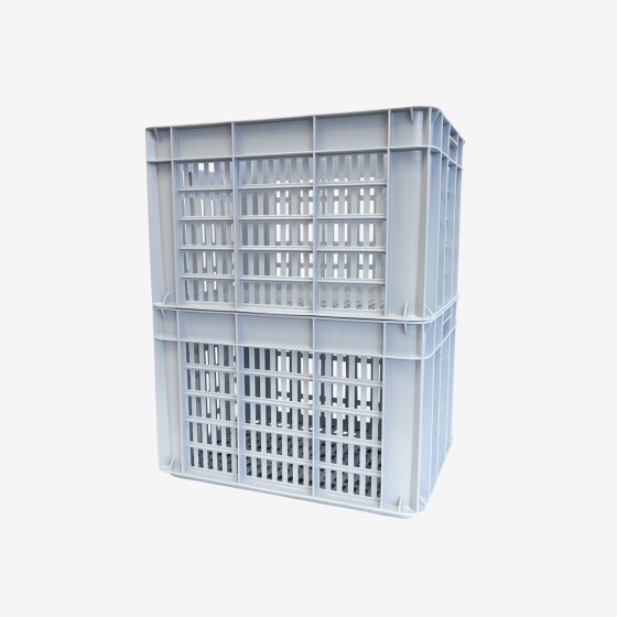 Stackable perforated crate with handles 500 x 400 x 330 mm - 48 L - grey